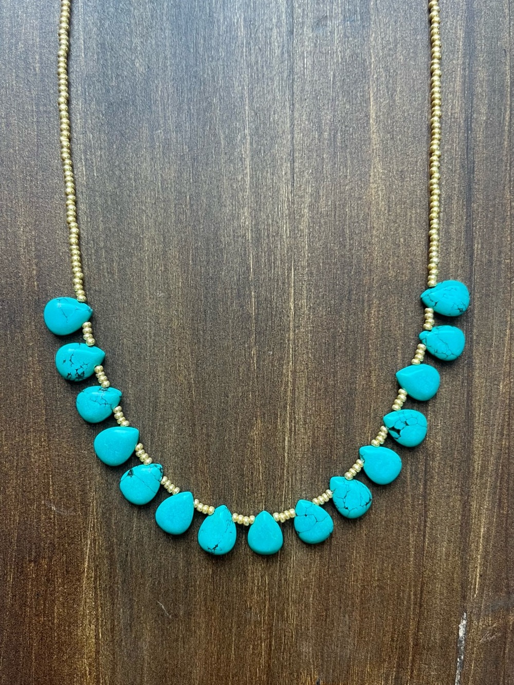 NWOT delicate, teardrop, turquoise, and gold accents necklace